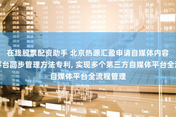 在线股票配资助手 北京热源汇盈申请自媒体内容发布多平台同步管理方法专利, 实现多个第三方自媒体平台全流程管理